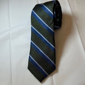 Jos. A. Bank 1905 Collection Diagonal Striped Green Blue Tie 100% Silk 61” EUC